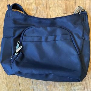 Navy Blue Travelon RFID Blocking Travel Purse Shoulder Bag EUC